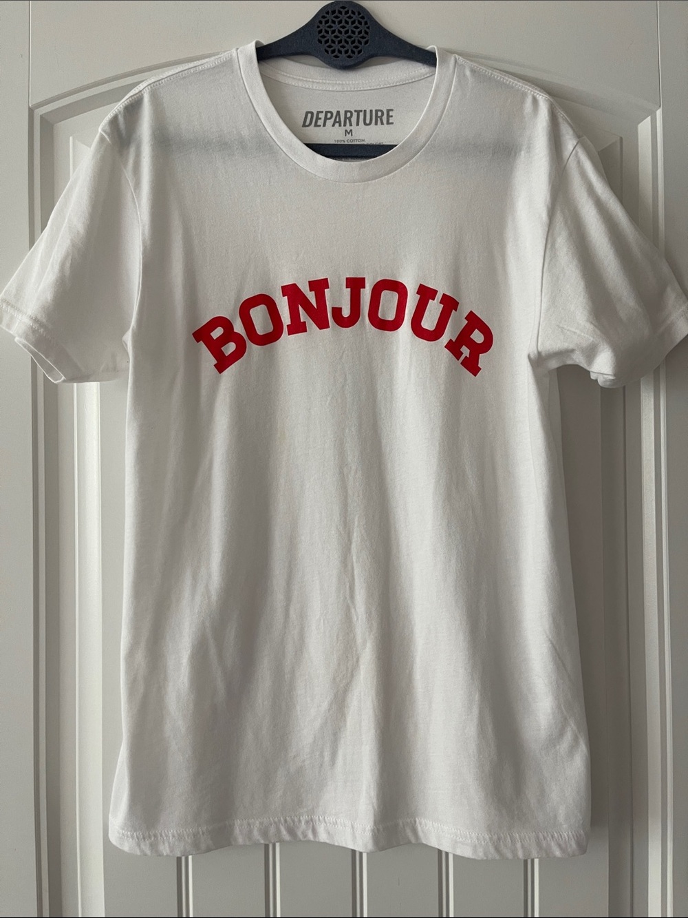 Revolve Departure "Bonjour" White Graphic Tee  Medium